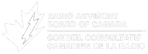 RABC-CCCR - Logo of the Radio Advisory Board of Canada, featuring a maple leaf and lightning bolt design next to the bilingual name: "Radio Advisory Board of Canada / Conseil Consultatif Canadien de la Radio.
