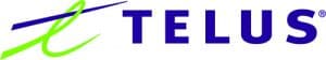 RABC-CCCR - TELUS logo featuring a stylized green swoosh design to the left of the word "TELUS" in bold, blue uppercase letters. The swoosh resembles a brushstroke, giving the logo a dynamic appearance.