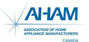 RABC-CCCR - Logo for the Association of Home Appliance Manufacturers (AHAM) in Canada, featuring the text "AHAM" above "Association of Home Appliance Manufacturers" and "Canada." A starburst design is to the left of the text.